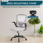 Sedia da ufficio ergonomica in rete nera/grigia con braccioli pieghevoli – Sedia da scrivania girevole per 1 persona