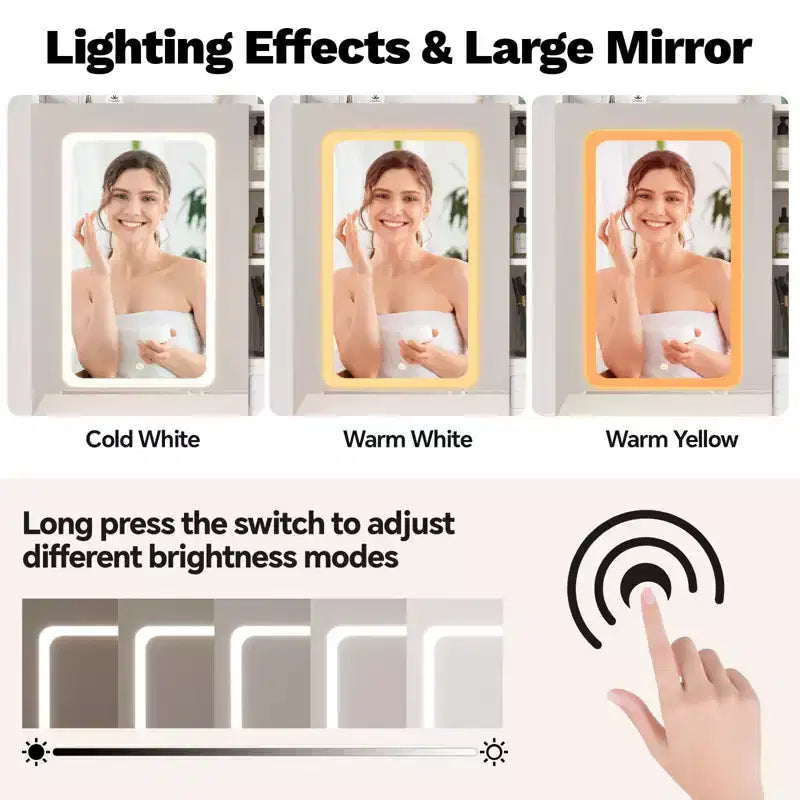 Toeletta Trucco Illuminata con Specchio e Sgabello – Nero / Rosa / Bianco, 1 Posto, Stazione di Ricarica e 2 Cassetti