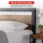 Struttura Letto Matrimoniale Queen Retro Marrone con Testiera e Pediera in Legno, 2 Posti