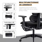 Sedia direzionale ergonomica nera in rete, 1 persona, braccioli e altezza regolabili