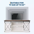 Mobile TV da 65" con ante scorrevoli a fienile, legno, marrone/bianco e grigio, adatto per 1 TV