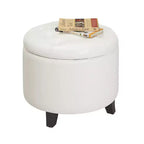 Pouf rotondo trapuntato in similpelle blu, per 1 persona