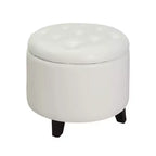 Pouf rotondo trapuntato in similpelle blu, per 1 persona