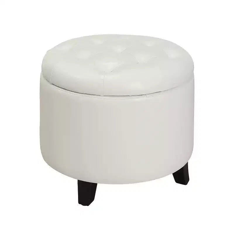 Pouf rotondo trapuntato in similpelle blu, per 1 persona