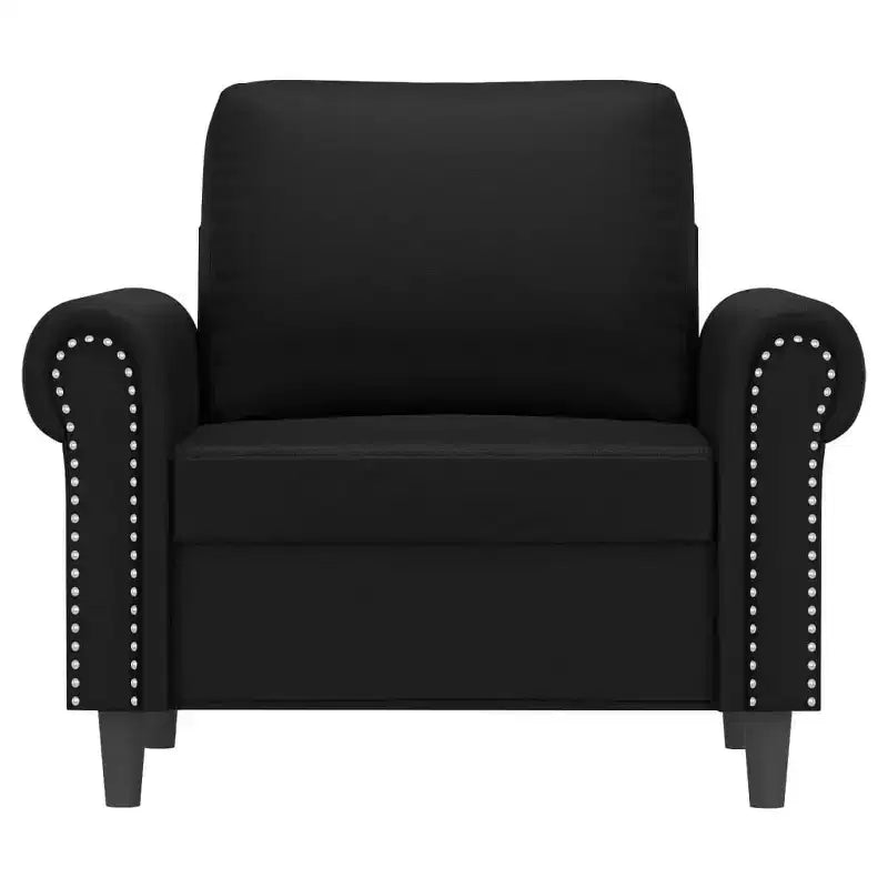 Divano in similpelle nera — Schienale con cuscini, 1–2 posti
