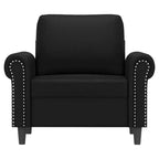 Divano in similpelle nera — Schienale con cuscini, 1–2 posti