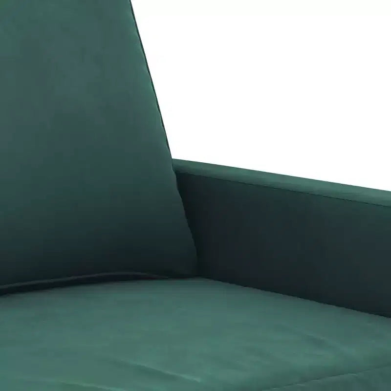 Set Divano in Velluto Grigio Scuro / Verde Scuro con Cuscini – 2 Pezzi, 5 Posti a Sedere
