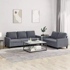 Set Divano in Velluto Grigio Scuro / Verde Scuro con Cuscini – 2 Pezzi, 5 Posti a Sedere