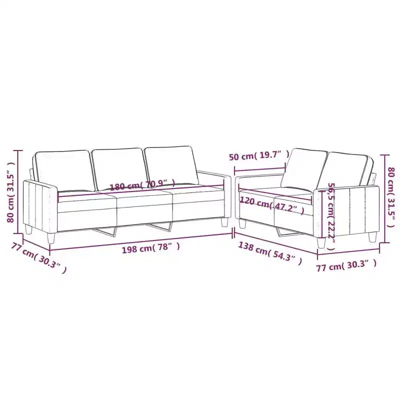 Set Divano in Velluto Grigio Scuro / Verde Scuro con Cuscini – 2 Pezzi, 5 Posti a Sedere