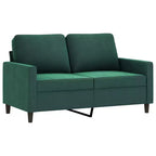 Set Divano in Velluto Grigio Scuro / Verde Scuro con Cuscini – 2 Pezzi, 5 Posti a Sedere