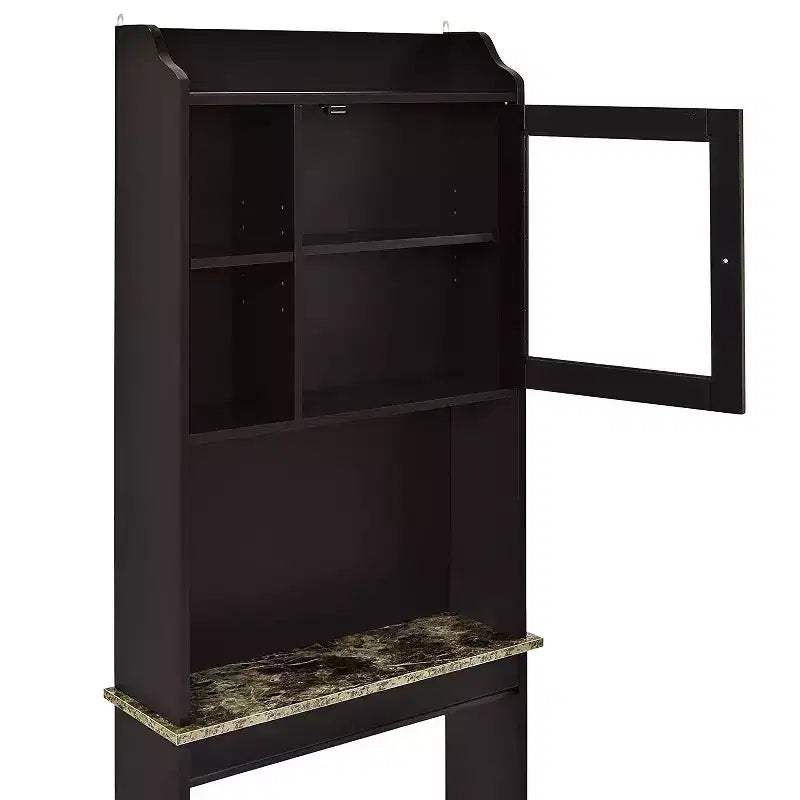 Armadietto da bagno salvaspazio sopra il WC con ripiani aperti, Espresso/Bianco, Autoportante, 1 persona