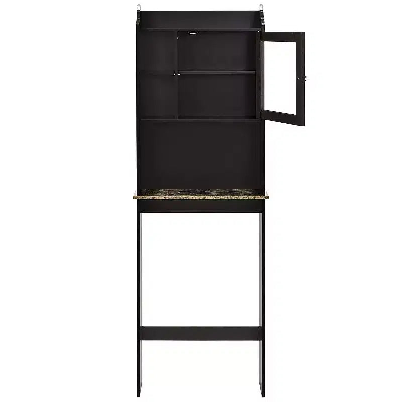 Armadietto da bagno salvaspazio sopra il WC con ripiani aperti, Espresso/Bianco, Autoportante, 1 persona