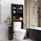 Armadietto da bagno salvaspazio sopra il WC con ripiani aperti, Espresso/Bianco, Autoportante, 1 persona