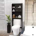Armadietto da bagno salvaspazio sopra il WC con ripiani aperti, Espresso/Bianco, Autoportante, 1 persona