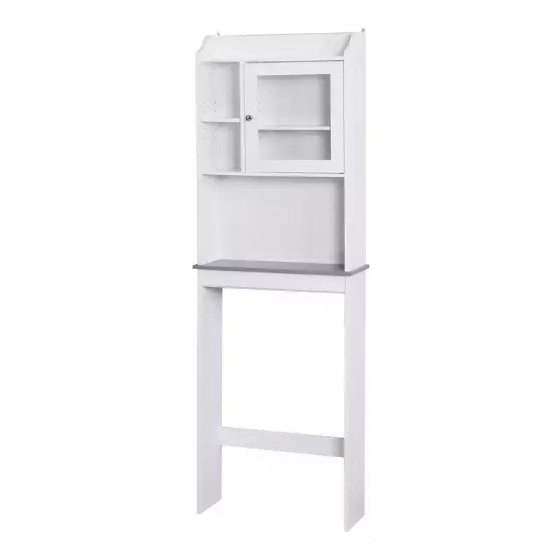 Armadietto da bagno salvaspazio sopra il WC con ripiani aperti, Espresso/Bianco, Autoportante, 1 persona