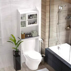 Armadietto da bagno salvaspazio sopra il WC con ripiani aperti, Espresso/Bianco, Autoportante, 1 persona