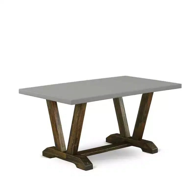 Set da pranzo rettangolare in legno marrone scuro, 5 pezzi, 4 posti a sedere