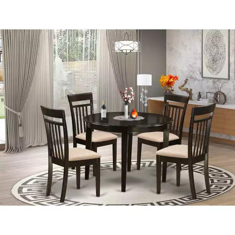 Set da pranzo quadrato 5 pezzi Cappuccino per 4 persone, legno e similpelle