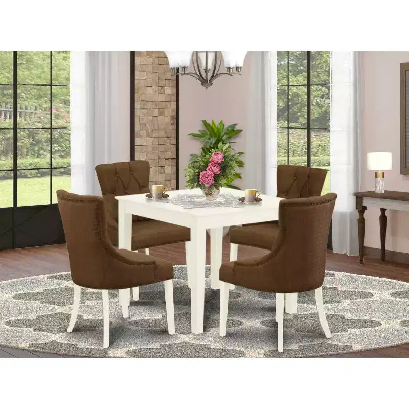 Set da pranzo allungabile ovale a 5 pezzi nero e marrone bicolore - 4 posti