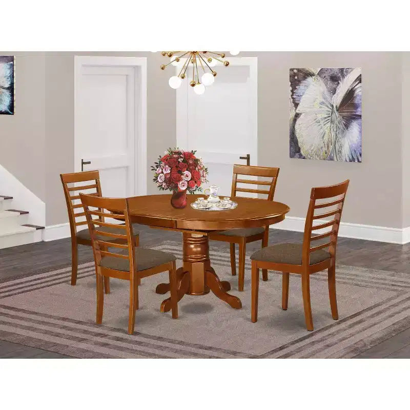 Set da pranzo rettangolare in legno Espresso 5 pezzi, 4 posti