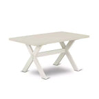 Set da pranzo rettangolare 6 pezzi per 5 persone, legno di rovere naturale e similpelle