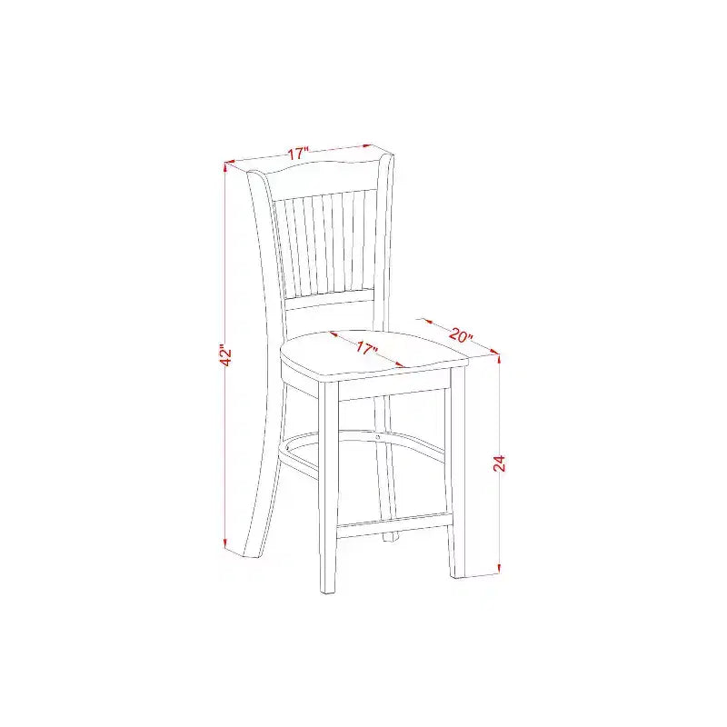 Set da pranzo a 5 pezzi in rovere altezza bancone per 4 persone