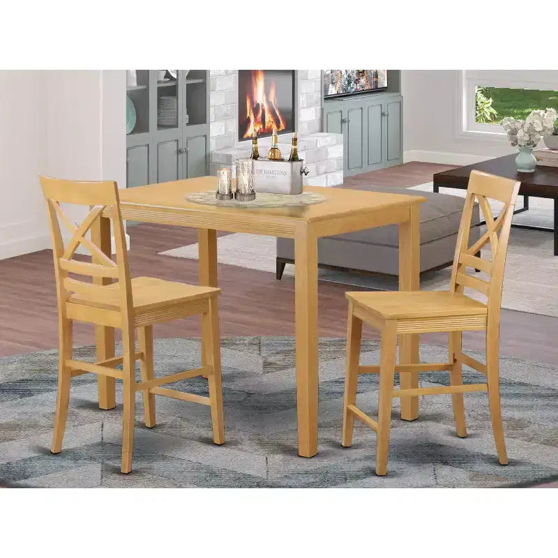 Set da pranzo da 3 pezzi marrone ad altezza bancone, 2 posti a sedere