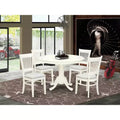 Set da pranzo rettangolare 5 pezzi lino bianco, 4 posti a sedere