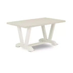 Set da pranzo allungabile 7 pezzi (6 posti) in Lino Bianco — Struttura in legno, sedute in similpelle