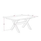Set da pranzo rettangolare multi-colore da 7 pezzi per 6 persone, struttura in legno e sedie imbottite in finta pelle