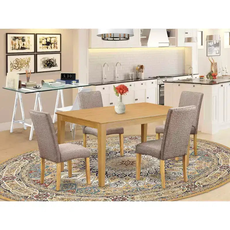 Set da pranzo quadrato alto 5 pezzi marrone scuro - 6 posti a sedere