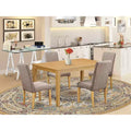 Set da pranzo quadrato alto 5 pezzi marrone scuro - 6 posti a sedere