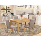 Set da pranzo quadrato alto 5 pezzi marrone scuro - 6 posti a sedere