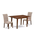 HomeStock 3-Piece Mahogany Finish Rectangular Solid Wood Top With Butterfly Leaf Dining Table Set