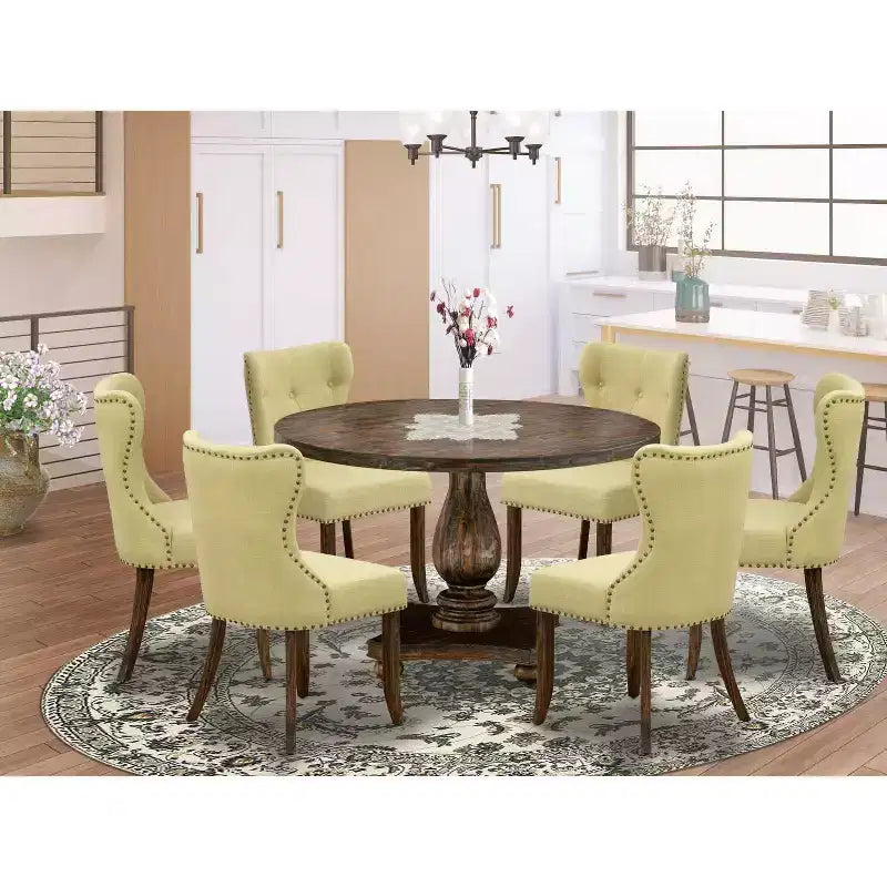 Set da Pranzo Rettangolare Allungabile in 7 Pezzi Marrone Scuro, 6 Posti a Sedere