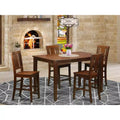 Set da pranzo a 5 pezzi color marrone scuro, altezza bancone, 4 posti a sedere