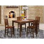 Set da pranzo a 5 pezzi color marrone scuro, altezza bancone, 4 posti a sedere