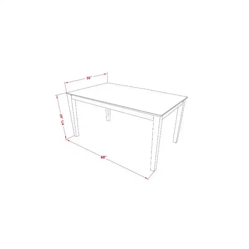 Set da pranzo rettangolare a 5 pezzi in legno marrone, 4 posti