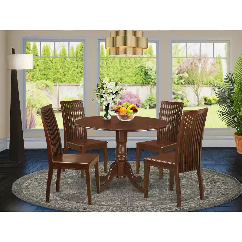 Set da pranzo rettangolare 5 pezzi in similpelle marrone, 5 posti