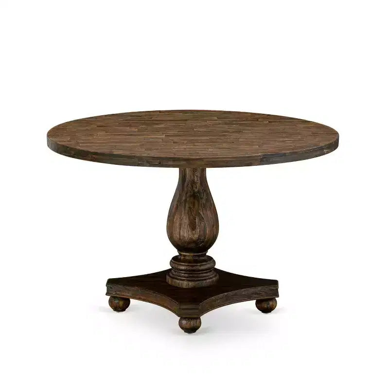 Set da pranzo rotondo allungabile da 5 pezzi marrone scuro, 4 posti