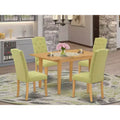 Set da pranzo da 5 pezzi in rovere naturale, sedie in similpelle, 4 posti a sedere