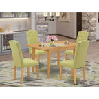 Set da pranzo da 5 pezzi in rovere naturale, sedie in similpelle, 4 posti a sedere