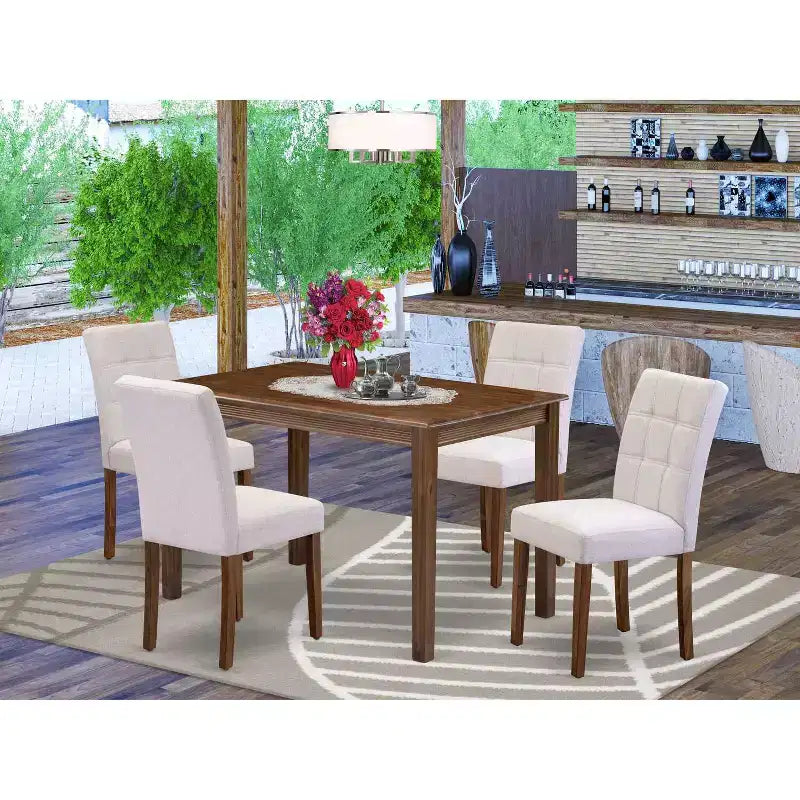 Set da pranzo allungabile rettangolare a 5 pezzi, marrone scuro, per 4 persone