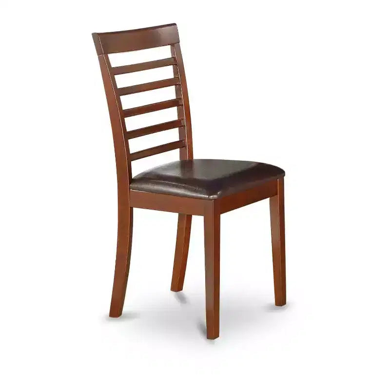 Set da pranzo rotondo da 7 pezzi marrone per 6, struttura in legno e sedie in ecopelle