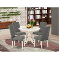Set da pranzo rotondo bianco lino, 5 pezzi, 4 posti a sedere