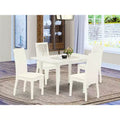 Set da pranzo allungabile rettangolare 5 pezzi lino bianco, 4 posti a sedere