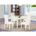 Set da pranzo allungabile rettangolare 5 pezzi lino bianco, 4 posti a sedere