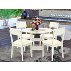 Set da pranzo rettangolare 5 pezzi in legno lino bianco, 4 posti a sedere