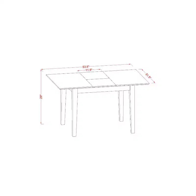 Set da pranzo allungabile rettangolare in rovere naturale da 5 pezzi, 4 posti