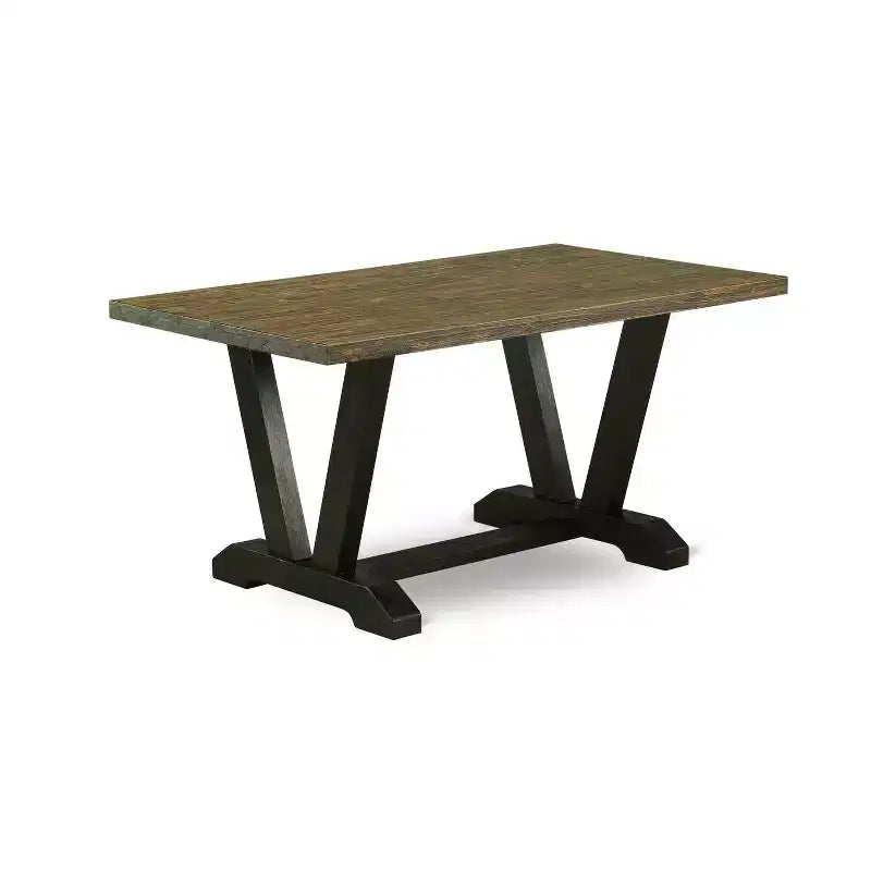 Set da pranzo rettangolare da 6 pezzi in noce con panca, 5 posti, similpelle